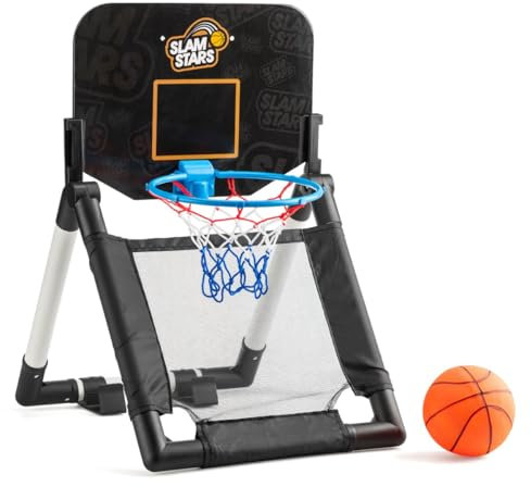 Toyrific | Slam Stars Door to Floor Basketball Set, Kids Basketball Stand Sports Activity Centre, Basketball Hoop Stand for Indoor, Black, 6' x 20