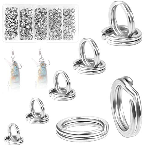 250 Pcs Spaltringe Doppel Snap Ring Edelstahl-Fischerköderringe für Angelzubehör Haken Verbindungsringe 5/6/7/8/9mm
