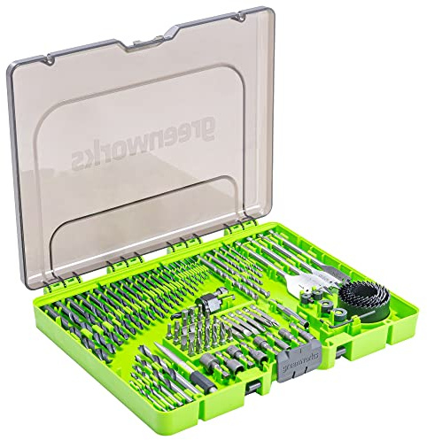 Greenworks 90-teiliges Schwarzoxid-Bohr- und Antriebs-Bit-Set mit modularem Koffer für Holz, Metall, Kunststoff und Mauerwerk, 3 x längere Lebensdauer, 135°-Kreuzanschluss, präzisionsgefräst