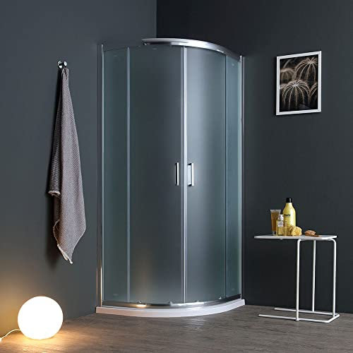 KIAMAMI VALENTINA Halbrunde Eckeinstieg Duschkabine 90X90cm mit Türen und Satiniertem Glas 6 Mm | Giada