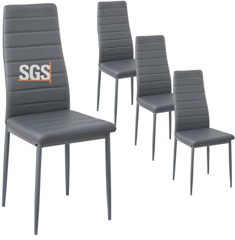 buybyroom sedie sala da pranzo 4 pezzi imbottita sedie da cucina e gambe in ferro sedia cucina moderna sedia soggiorno sedie da cucina, grigio
