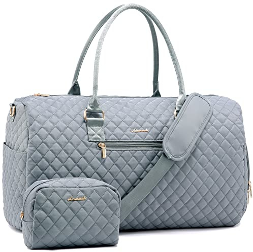 LOVEVOOK Borsone da Viaggio Donna Borsone Palestra con Scomparto per le Scarpe, Grande Borsa Parto Ospedale Mamma Nascita, Impermeabile Borsa Piscina Sportiva, Travel Gym Bag Grigio Chiaro