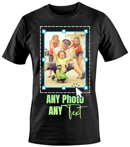 AIGAT Unisex Talla S - Personalizadas Encargo Ampliar & Recortar Diseño Cualquier Foto Imagen Logotipo Texto Impresas Camisa De Colores Surtidos Camisetas Impresión Trasera - Negro