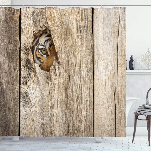 Duschvorhang 180x200 Planche de Bois Vintage Duschvorhänge Ferme de Campagne Anti Schimmel Waschbar Polyester Textil Shower Curtains für Badezimmer Badewanne mit 12 Haken, Z1378