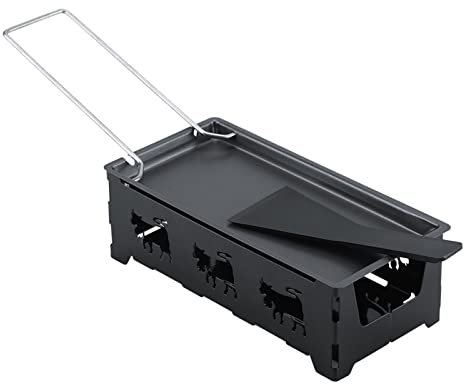 Cheese Raclette, Non Stick Raclette Grill Rotaster Baking Tray Stove Set, Portable Raclette Cheese Melter Pan with Spatula for Home Kitchen Grilling Tool