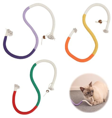 Rairsky 3 Stück Katzenbeißseil 70 cm, Interaktive Katzenminze Spielzeug, Matatabi Stick Katze, Baumwollseil Beißseil Katze Seil Spielzeug, Kauspielzeug für zum Zahnen, Katzen Zahnpflege