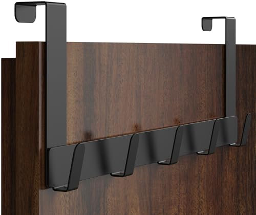 Menz Türgarderobe zum Einhängen aus Edelstahl, schwarz - Premium Türhaken zum Einhängen als Kleiderhaken Tür oder Handtuchhalter Tür, extrem belastbar, platzsparende Türhakenleiste