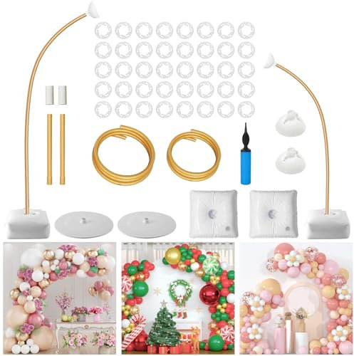 Kit di arco per palloncini, 2,5 m e 1,5 m, supporto per palloncini, supporto per palloncini, supporto per compleanno, matrimonio, laurea, anniversario, oro