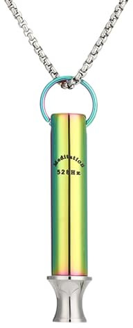 Flongo 528 Hz Pfeife Halskette：Bunt Liebe Frequenz Sonic Angst Relief Positive Atmung Raucherentwöhnung Pfeife Anhänger Edelstahl Schmuck Meditation Kette Valentinstag Sound Healing Geschenk