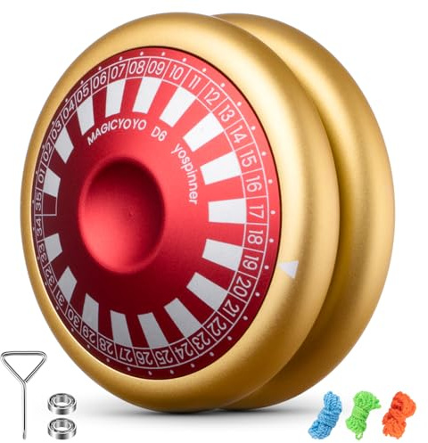 MAGICYOYO JoJo D6 YOSPINNER, 6 in 1 metallo JoJo con modalità di gioco versatili, 2 A Trick Jo Jo per dita Spin, Jo-yo professionale con inattività, Magic Yoyo giocattolo per bambini e adulti
