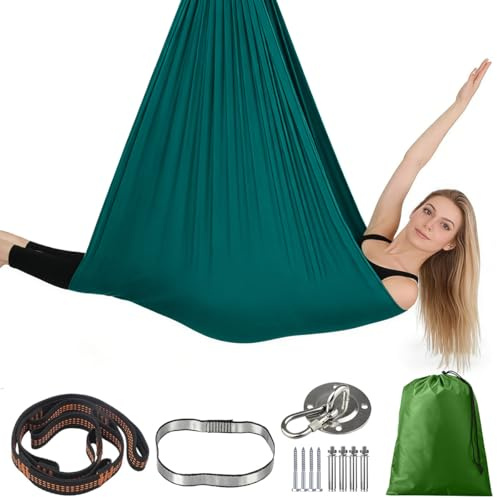 Aerial Yoga Hängematte Set, 150x280CM Aerial Yoga Swing Air Fliegen, Yoga Schaukel Hängematte Set mit Zubehör, Tragfähigkeit 200  Kg, Schaukel Hammock Swing, Ideal für Indoor Übungen