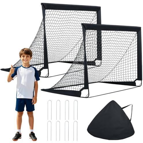 COSTWAY Portable Football Goals Set of 2, 4 x 3 ft Pop Up Soccer Nets