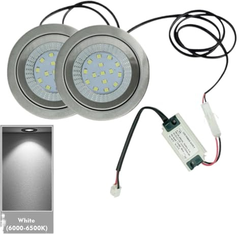 1-ensemble 68mm Hotte Cuisinière Lumière 2 1/8in Trou 1.5W LED Ventilateur De Fumée Lumière Armoire De Cuisine Hotte Lumière 20W Ampoule Halogène Équivalent(White 6000K)