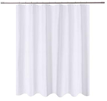 N&Y HOME Short Fabric Shower Curtain Liner 72 x 65 Shorter Length, Hotel Quality, Washable, Water Repellent, White Bathroom Curtains with Grommets, 72x65