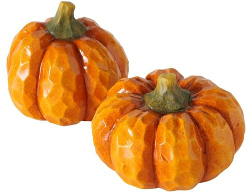 RiloStore 2 STK KÜRBIS Terrakotta DEKO Kürbisse b1190 orange Deko Halloween Dekokürbisse Herbstdeko Dekokürbis Dekoobjekt Tischdeko 14x11cm Dekofrüchte