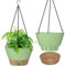 ZMTECH Vaso Per Piante Appese Da 20 cm Ornamenti Da Giardino Con Vassoio Di Drenaggio Visibile Per Piante Da Interno e Da Esterno (Verde, Set Di 2)