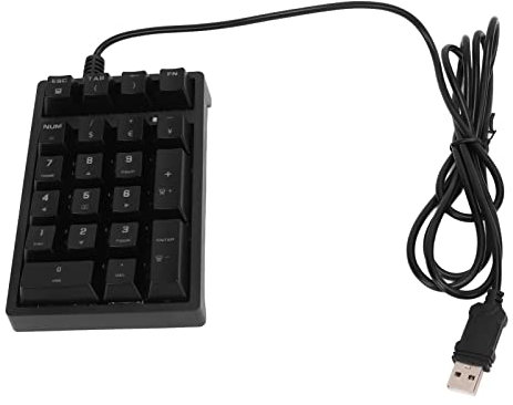 Bewinner Tastierino Numerico Meccanico, 21 Tasti Programmabili Tastierino Numerico Cablato Mini USB con Interruttore Blu, Tastierino Numerico Ergonomico e Portatile per Computer Desktop Laptop