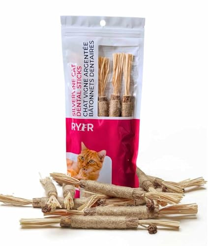 RYERCAT Silvervine Metabi Stick para gatos – Alternativa a los palitos de hierba gatera – Juguete masticable para masticadores intensivos y gatitos durante la dentición – Silvervine Varillas