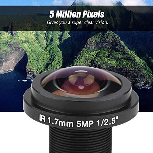 KIMISS Objectif Panoramique Grand Angle M12 5Mp HD Fisheye 1.7Mm 185° Fixe pour Caméra de sécurité