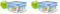 Emsa N10113 Clip & Close Frischhaltedose | quadratisch | 1,3 Liter | Clip-Verschluss | Kunststoff | Transparent/Blau (Packung mit 2)