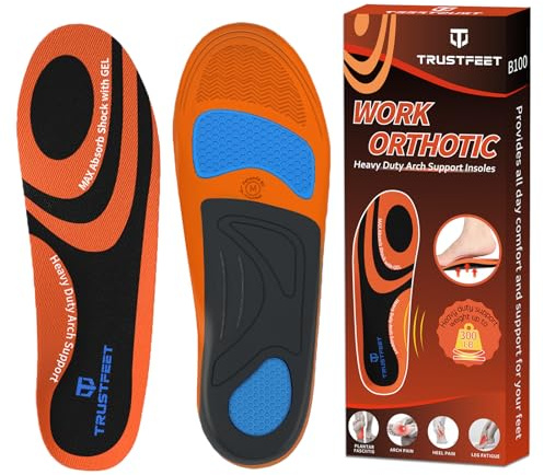 Trustfeet Solette da lavoro per stare in piedi tutto il giorno, resistenti solette ortopediche da lavoro per alleviare l'affaticamento del piede, fascite plantare, supporto per arco plantare da-XS