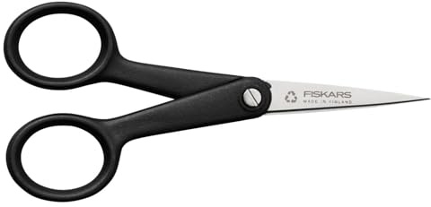 Fiskars ReNew Forbici da Cucito, Lunghezza 12,4 cm, Acciaio Inox Rigenerato/Plastica di Recupero, Design Ergonomico, Nero, 1074541