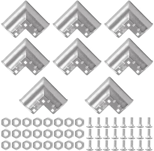 Acrux7 8 Pack Aluminum Chain Link Fence Gate Corners for 1-3/8 x 1-3/8 Outdoor Diameter Pipe, Chain Link Fence Parts Gate Elbow, Pressed Gate Corner, Bolts and Nuts Included