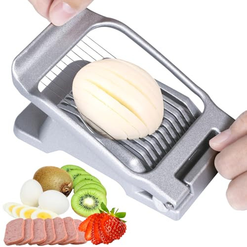 Eierschneider Eischneidewerkzeug Eierschneider Edelstahl Stable Eischneidewerkzeug aus Aluminium Spülmaschinenfest Edelstahldrähte für Runde und Ovale Eier Schneiden, Pilze, Erdbeeren, Weiches Obst