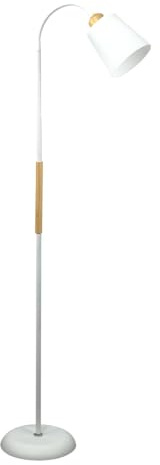 BEL AIR HOME - Pie de Salón SWEDEN - 1xE27 - diseño nórdico - brazo orientable y detalles en madera - lámpara de lectura y comedores, portalámparas E-27 (BLANCO)