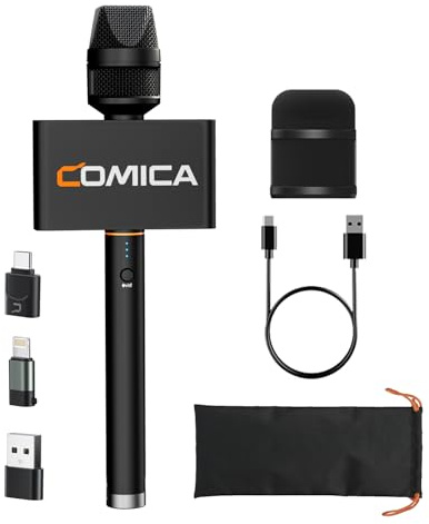 COMICA Revo S Wireless Handheld Microphone, Professional Handheld Interview Mic for iPhone16 15, Android Phones Laptops PC with USB-C Plug, Reporter Mic for Content Creators, Interviews, Reporting