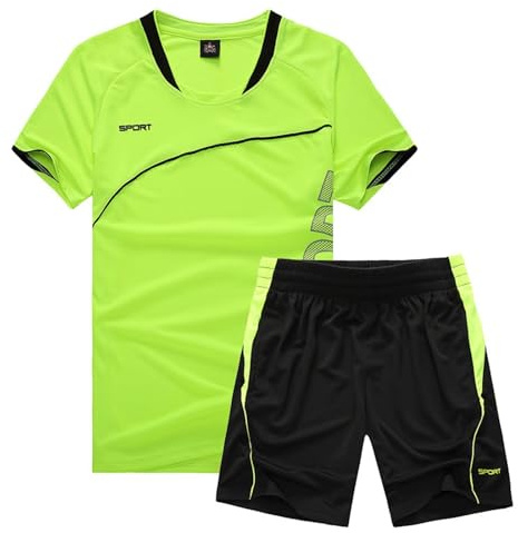 Gemzon pojkar fotbollströja barn sportkläder träningsoverall kläder barn outfit set jersey set sportshorts, Grön, 6-7 år