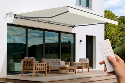 Cazeboo Toldo motorizado semicofre FAZZIO 5x3m Gris (Beige, 500 x 300 cm)