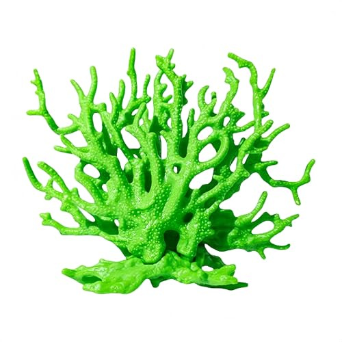 Cadzyre Korall dekorativ akvarium konstgjorda växter akvarium tillbehör | Korallgrön harts för sötvattensbad, 12 x 15 cm realistisk modellering, enkel placering