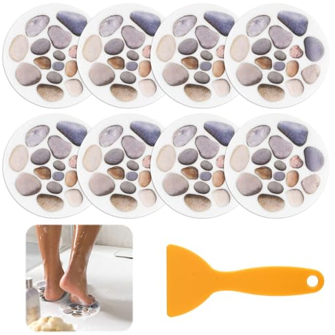 8Pcs Adesivi Antiscivolo per Vasca da Bagno, 15CM Strisce Adesive con Raschietto, Autoadesive Adesivi Doccia Antiscivolo, Ultra-thin Bathtub Non Slip Stickers, Strisce di Sicurezza, per Vasca Piscine
