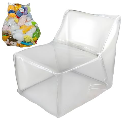Zahoken Funda Transparente Organizadora De Peluches Para Silla Puff | Funda de Saco Transparente Como Asiento para Niños | Organizador de Juguetes Rellenable para Habitación Infantil y Sala de Juegos