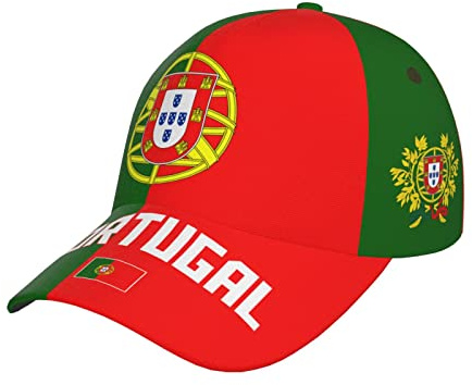 Casquette De Baseball Drapeau du Portugal - Impression 3D Portugaise Intégrale Trucker Caps Sport Bord Plat Casquettes Adjustable Golf Hat pour Outdoo Camping Randonnée