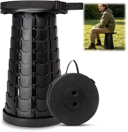 Premium 10-Level Telescopic Height Adjustable Folding Chair, Heavy-Duty Outdoor Camping Chair, Breathable Mesh Back, Compact Fold with Carry Bag for Beach, Fishing, Picnic, Hiking, Gardening & Travel