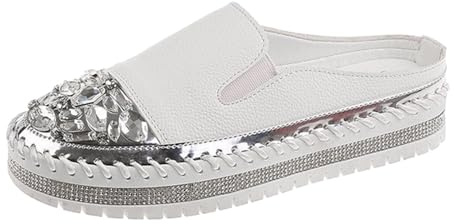 Generisk Sabots Dam, män, träskor, mules, trädgårdstofflor, solid strass, dekoration, tjock sula, avslappnade halvtofflor, tofflor män