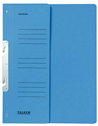 Original Falken 50er Pack Einhakhefter. Made in Germany. Aus Recycling-Karton mit halbem Vorderdeckel und Behördenheftung für DIN A4 blau Hefter Sammelmappe Dokumentenmappe