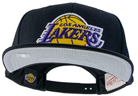 Mitchell & Ness NBA Wool Solid Snapback, nero, Los Angeles Lakers, nero, Taglia unica