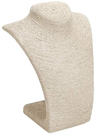 HomeDecTime Support De Présentoir De Bijoux De Mannequin De Buste D'affichage De Collier, Lin, 3 Tailles - Beige, S