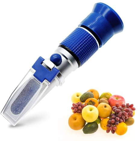 AMTAST 0-90% Brix Refractometer Test Sugar Content in Food Handheld Refractometer with ATC Sugar Refractometer for Cutting Fluid, Fruit, Canned Food (Made of Copper Not Cheap Aluminum)