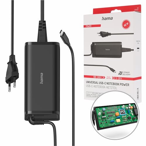 Hama Universal USB C Laptop Netzteil 20V (Universal Netzteil für Laptop, Tablet, MacBook, Smartphone, Ersatz Ladegerät 92 Watt, 5V, 9V, 12V, 15V, 20V,