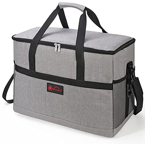 Vinsani 40L Cooler Bag Large Capacity Insulated Picnic Storage Bag Foldable Leakproof & Portable Suitable for Picnic Camping Beach Car Outdoor Travel Activities