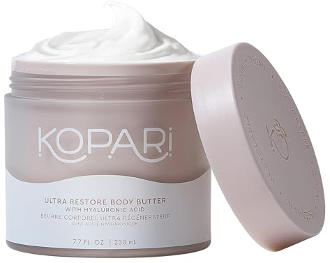 Kopari Ultra Restore Body Butter, Whipped Lightweight Formula, Hyaluronic Acid & Mango Seed Butter, Deep & Long-Lasting Moisture, Coconut 7.7 oz