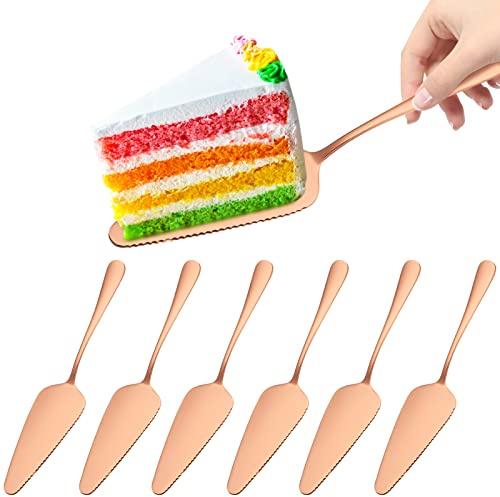 Palette per Torte in Acciaio inox - Set di 6 Paletta Torta 23 cm con Bordo Seghettato, Set di Coltelli per Torte, Torta Paletta per Dolci, Cake Cutter Divisore per Cucine, Ristoranti, Feste (Oro Rosa)