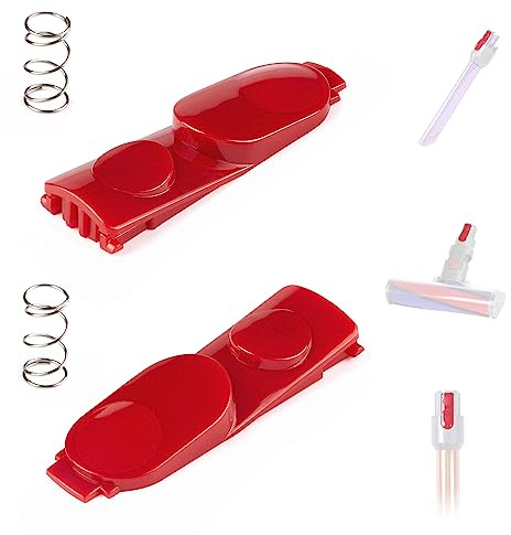 Kuflant 2 Pack Wand Tube/Cleaner Head Clip Latch Tab Button Compatible with Dyson V7 V8 V10 V11 V15 Vacuum Cleaner, Wand Replacement/Illumination Tool Button with Spring