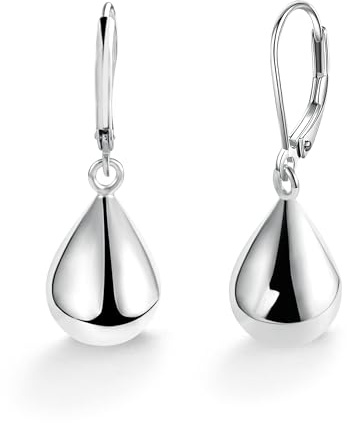 Sterling Silver Teardrop Earrings for Women Girls Silver Drop Leverback Dangle Earrings for Girls Hypoallergenic Leverback Drop Silver Earring
