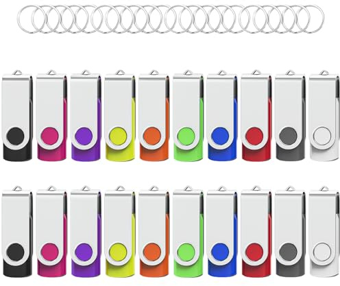 Wooolken Pendrive 8GB 20 Pack, Memorias USB 8GB 2.0, Pen Drive Flash Drive Multicolor para Computadoras PC, Windows y Mac OS (20 Unidades, 10 Colores Mezclados)