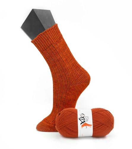 ElbSox Pier 4 gomitoli di lana per calze, 100 g, con una lunghezza di circa 420 m, è sufficiente per un paio di calzini fino alla taglia 46, colore 006, arancione ruggine